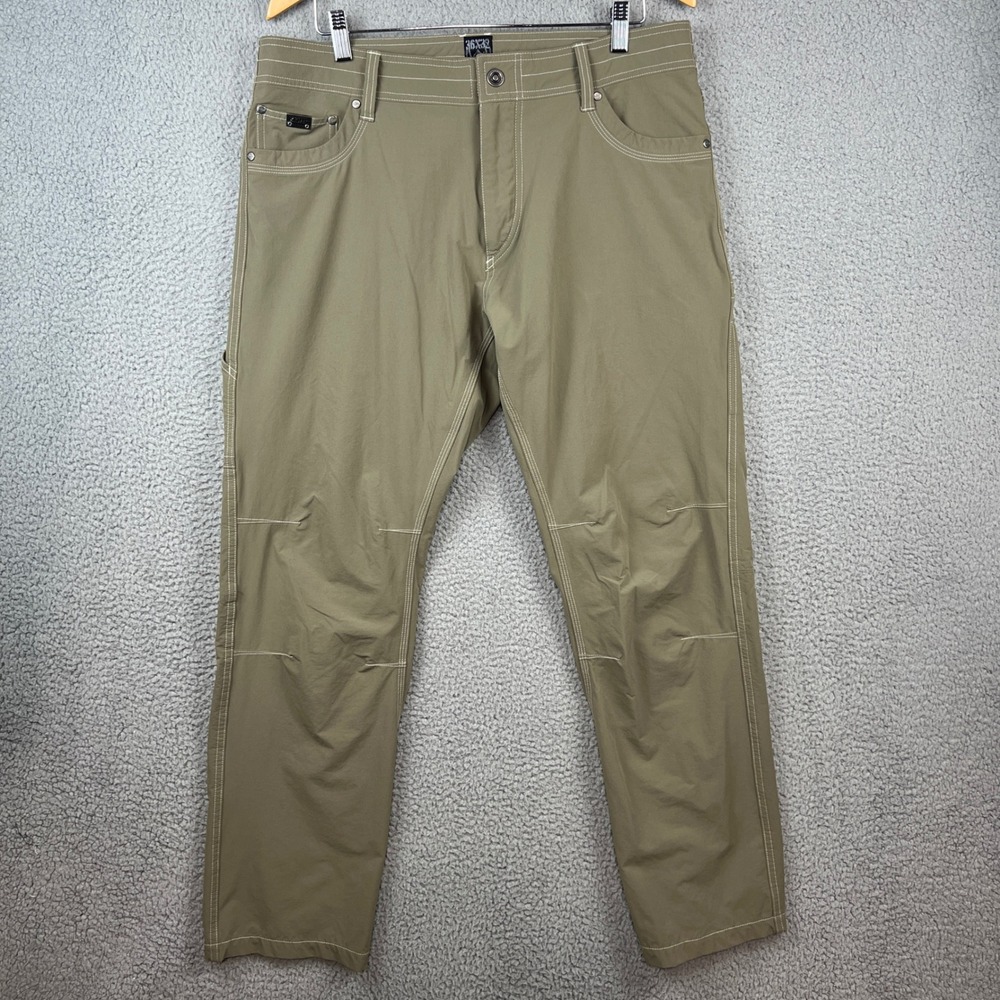 Kuhl Radikl Mens Khaki Tan Hiking Outdoor Stretch Pants 36x32